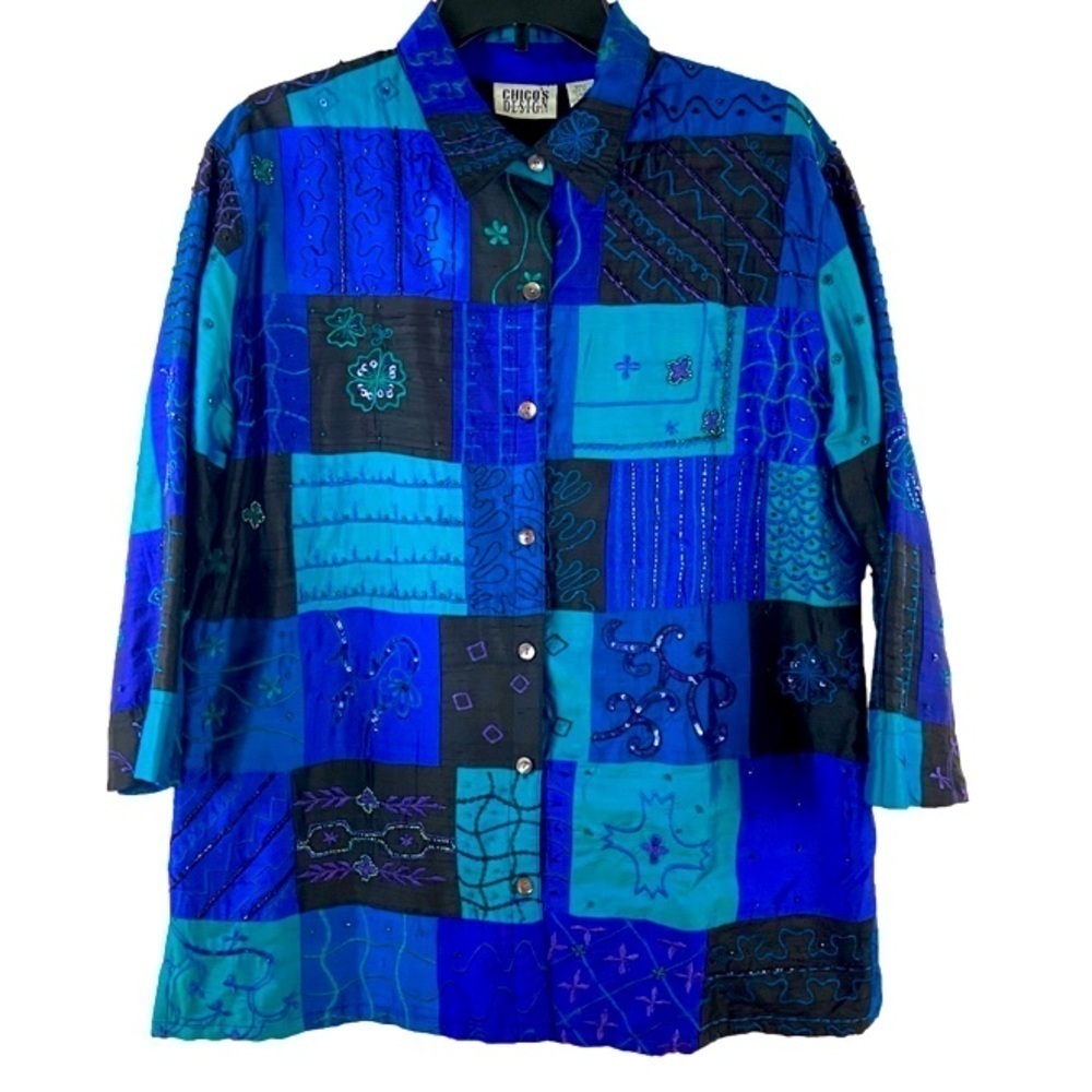 100% Silk Patchwork Beaded Embroidered Bohemian J… - image 1